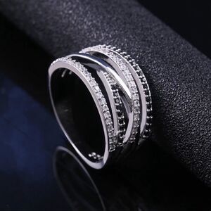 925 Sterling Silver Black & White Twist Micro Pave Ring
